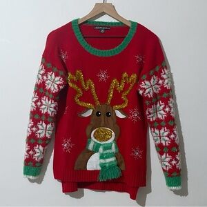 Ugly Christmas Sweater Reindeer Fair Isle Pullover Sweater Medium